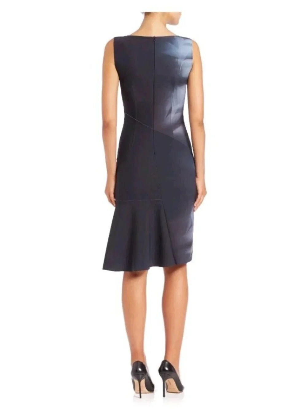 Elie Tahari Jadyn Dress Size 4 Neoprene Floral Asymmetrical Hem Raw Seams NWT - Picture 3 of 6